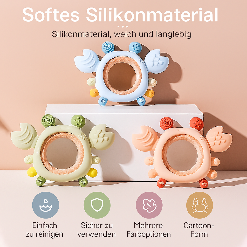 Silikon-Holz-Beißspielzeug mit Tiermotiv – Zahnungshilfe