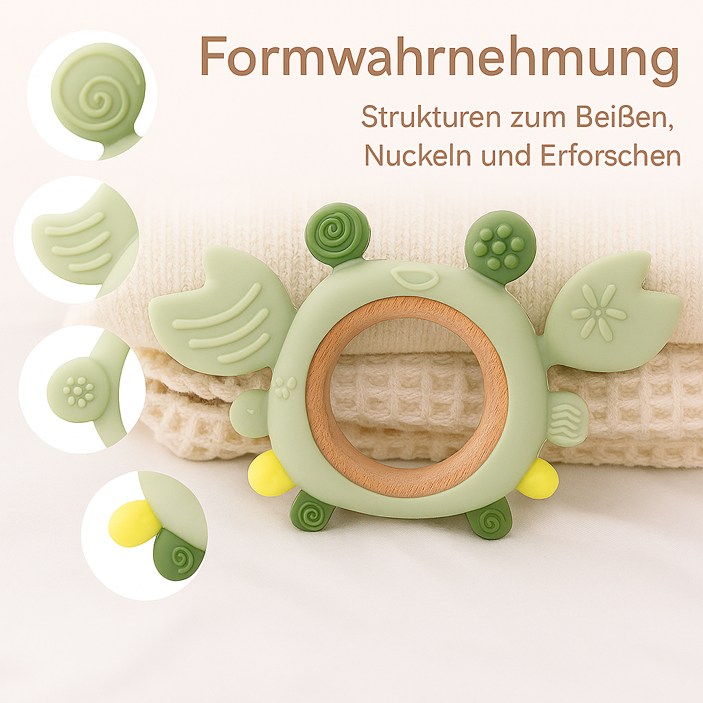 Silikon-Holz-Beißspielzeug mit Tiermotiv – Zahnungshilfe