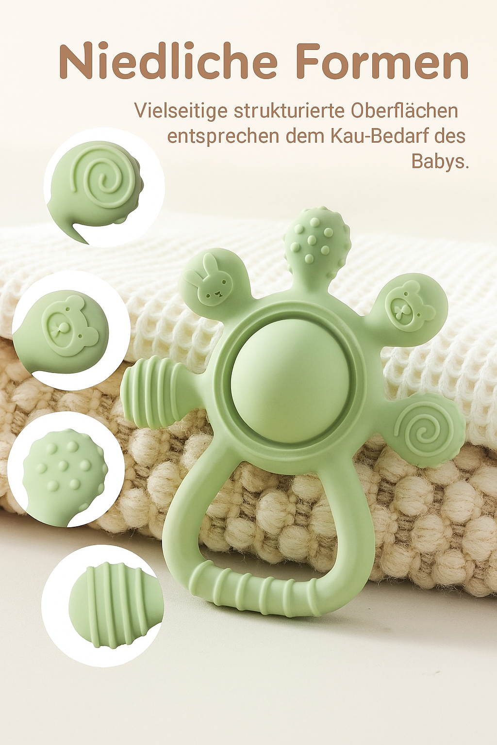 Silikon-Beißrassel für Babys – Weich, BPA-frei & ideal zum Zahnen