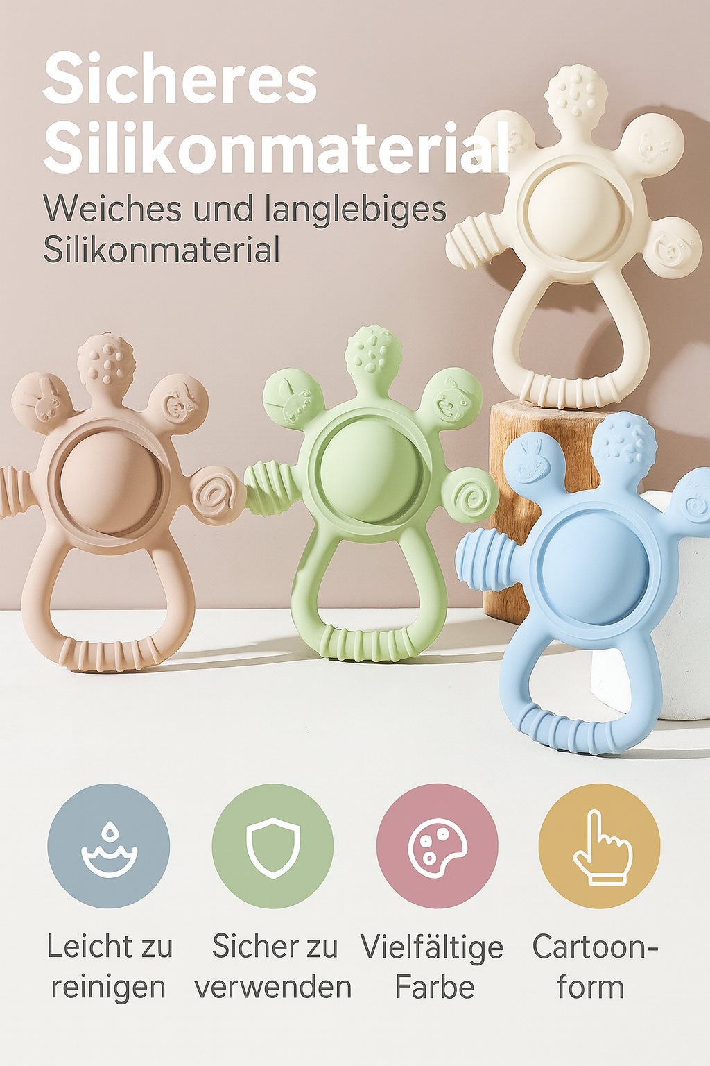 Silikon-Beißrassel für Babys – Weich, BPA-frei & ideal zum Zahnen