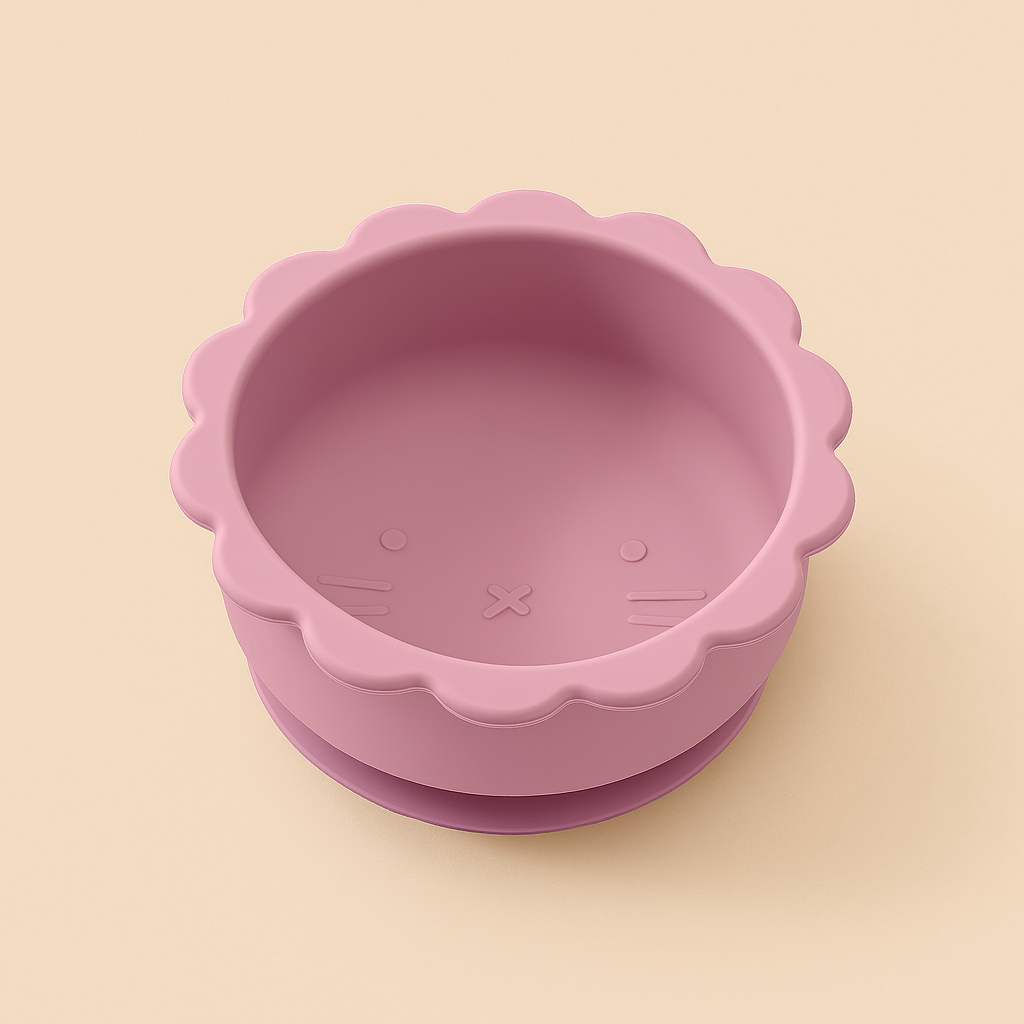 Silikon-Babyschüssel mit Löwen-Design – BPA-frei, mit Saugnapf & kindgerechter Form