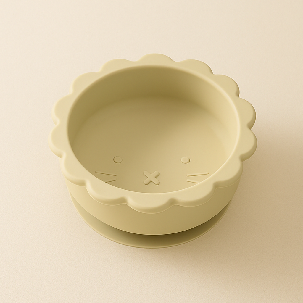 Silikon-Babyschüssel mit Löwen-Design – BPA-frei, mit Saugnapf & kindgerechter Form
