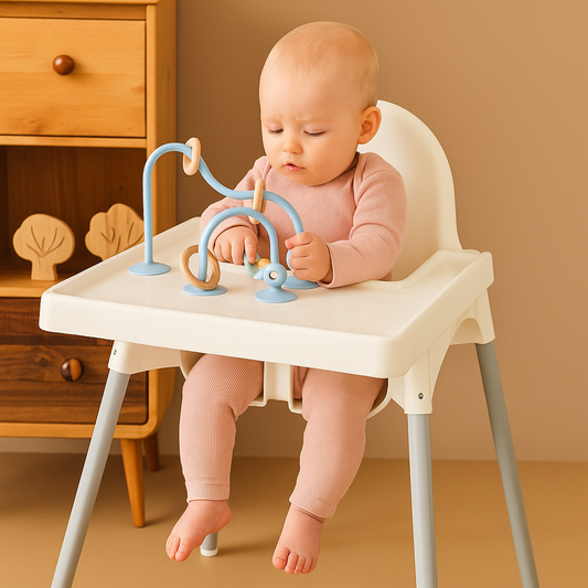 Babyspielzeug – Silikon-Track mit Holzperlen – Lernspiel & Zahnungshilfe in einem
