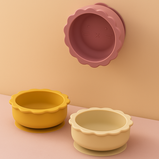 Silikon-Babyschüssel mit Löwen-Design – BPA-frei, mit Saugnapf & kindgerechter Form