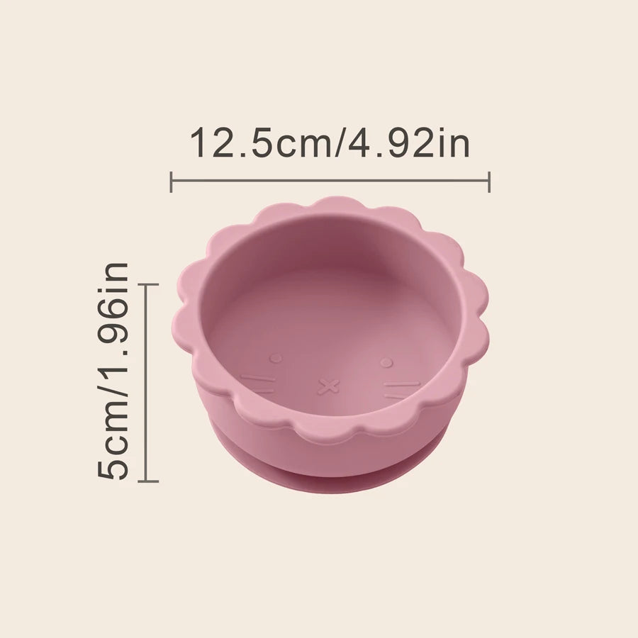 Silikon-Babyschüssel mit Löwen-Design – BPA-frei, mit Saugnapf & kindgerechter Form
