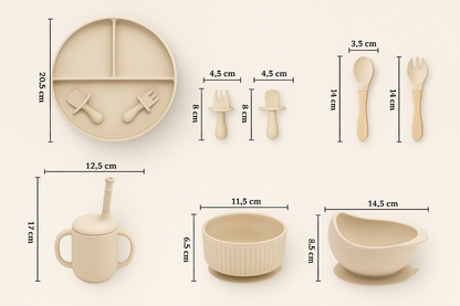 Esslernbegleiter – 6-teiliges Baby-Geschirrset aus Silikon, perfekt für kleine Entdecker