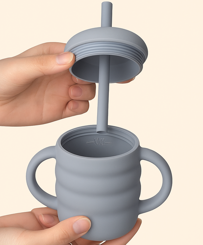 Baby Silikon-Trinklernbecher mit Strohhalm – 120 ml