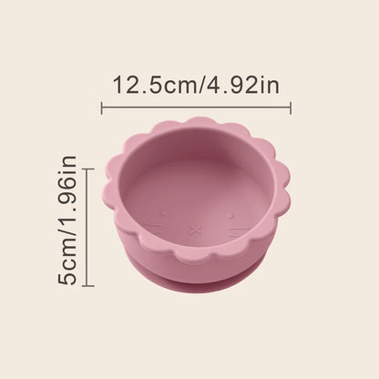 Silikon-Babyschüssel mit Löwen-Design – BPA-frei, mit Saugnapf & kindgerechter Form
